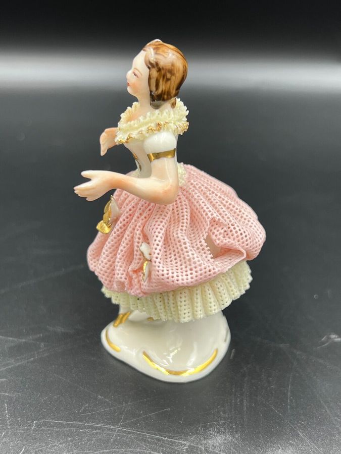 Antique Exquisite Antique Dresden Germany Lace Ballerina Figurine Porcelain