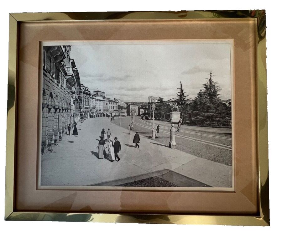 Antique Lithograph GIACOMO BROGI Photographic Print Italian Vintage Framed in Brass No 4