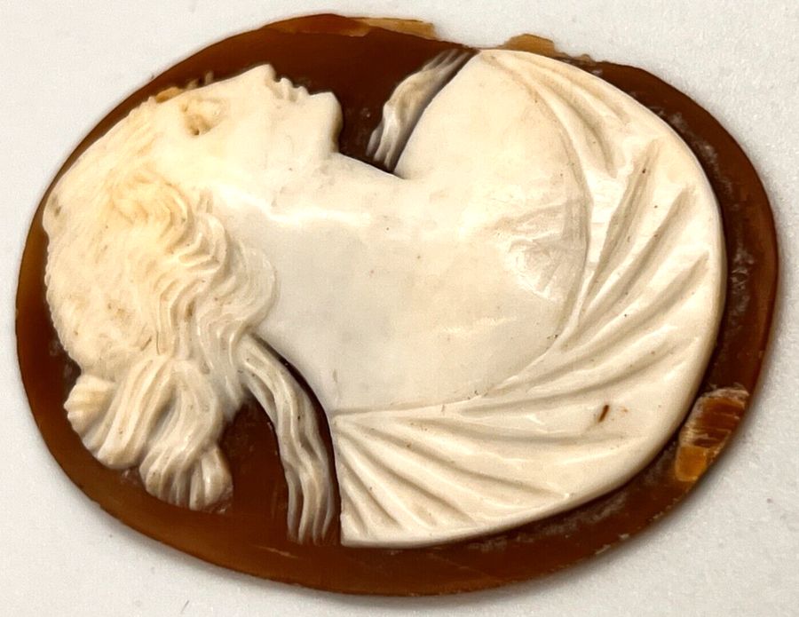 Antique Antique Victorian Etruscan Revival  Large Shell Cameo Hand Carved Italian A/F