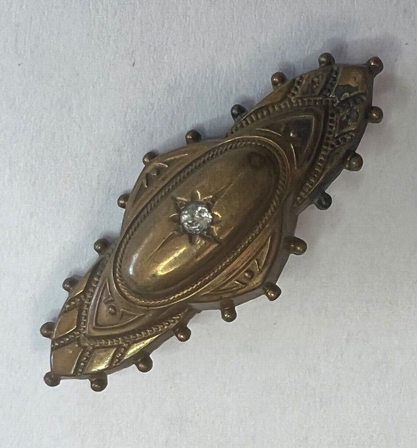 Antique Antique Victorian Bar Brooch Pin set with a clear stone