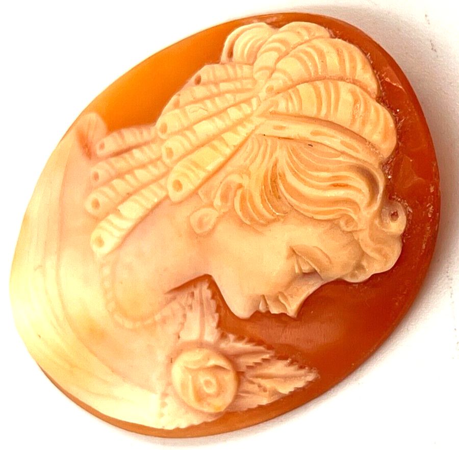 Antique Antique Victorian Ex Large Shell Cameo Hand Carved Italian