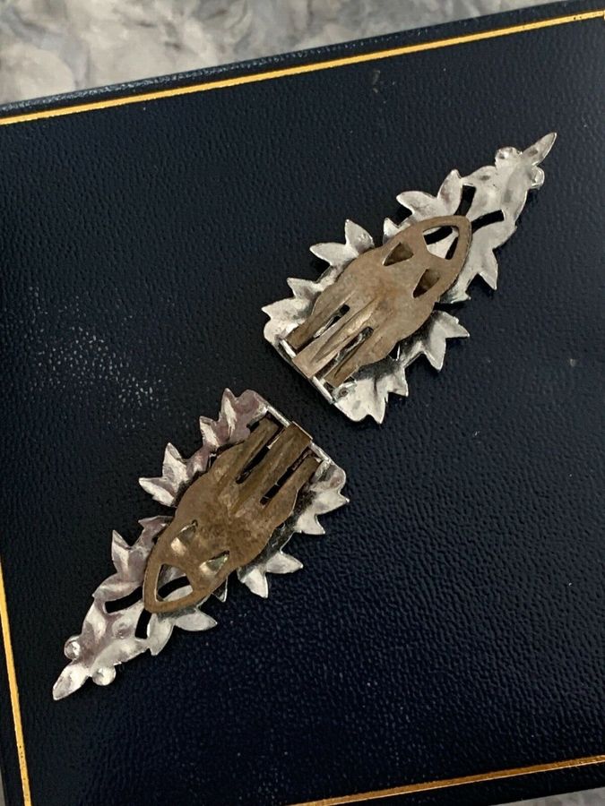 Antique Antique Vintage Art Deco Pair of Dress Clips Diamante