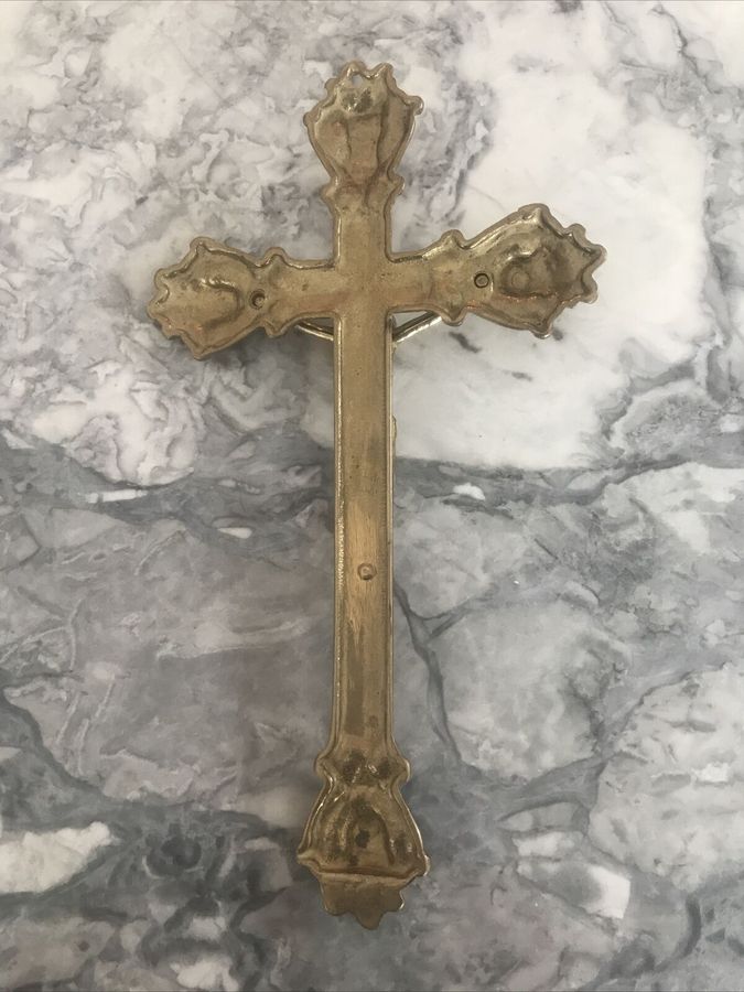 Antique Vintage Very Large Brass Crucifix Catholic Religious