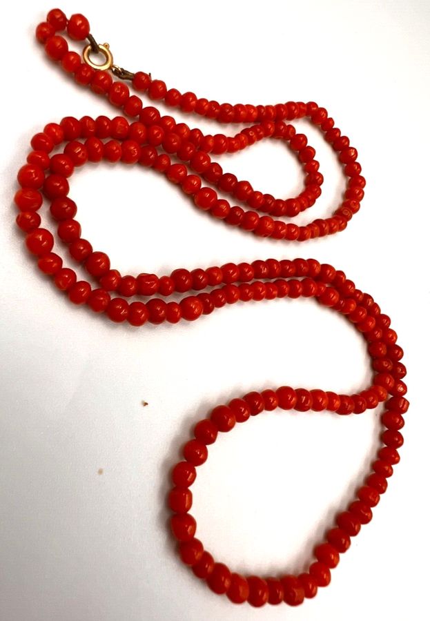 Antique Antique Victorian 9CT Gold Clasp Coral Long Necklace