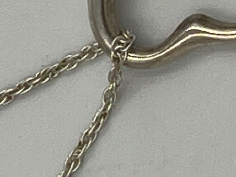 Antique Vintage Solid Silver Open Heart Necklace on solid Silver Chain Hallmarked