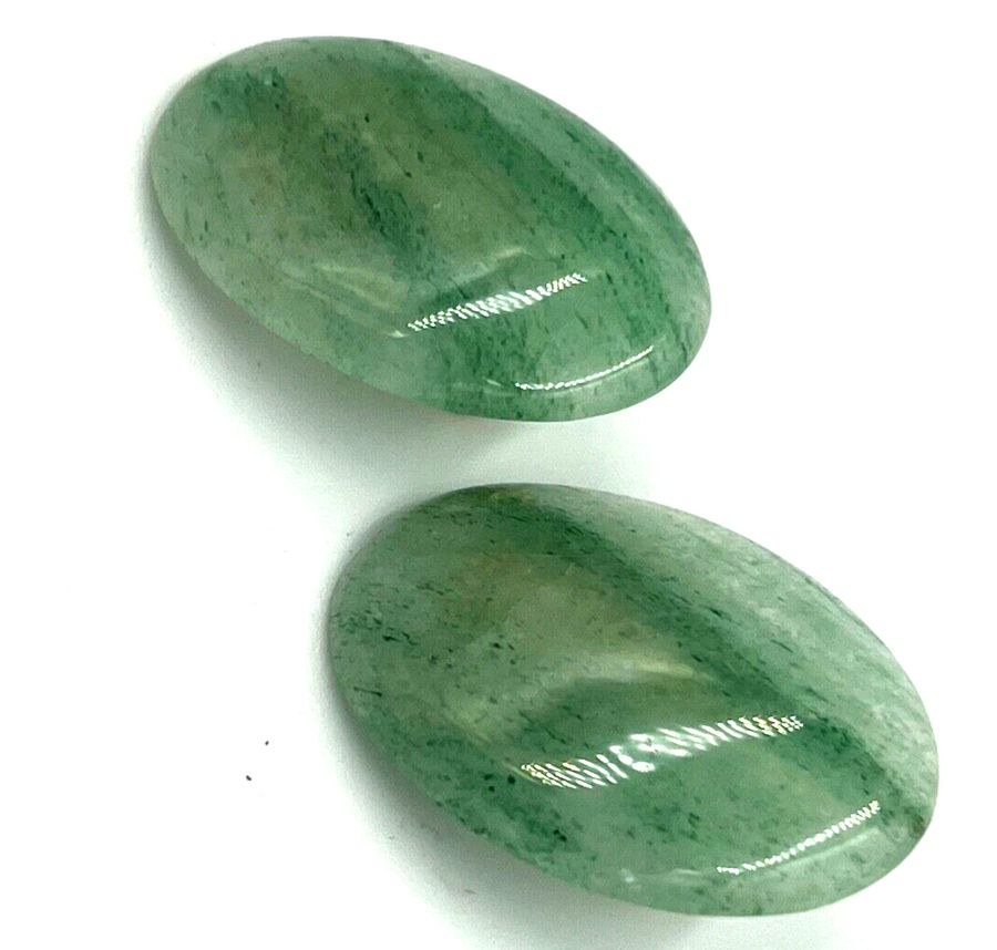 Antique Vintage Natural Celadon Jade Cabochon Clip On Earrings