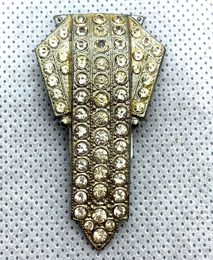 Antique Antique  Art Deco 1920s Dress Clip Set with Diamante