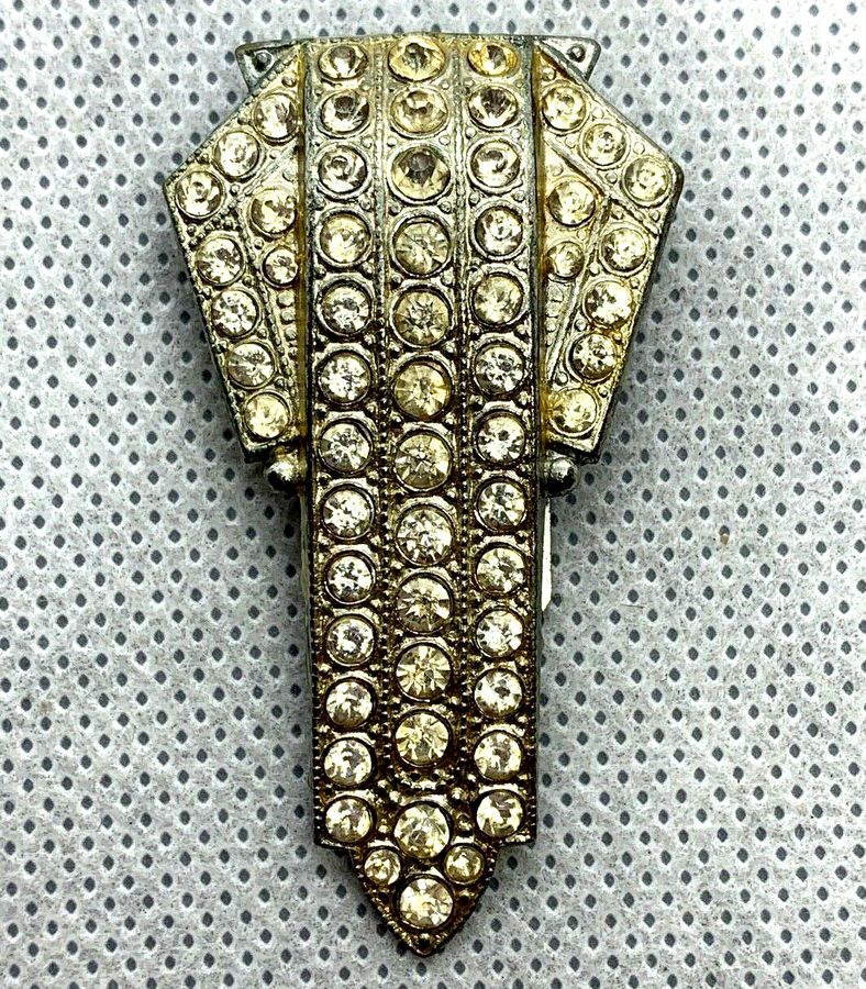 Antique Antique  Art Deco 1920s Dress Clip Set with Diamante