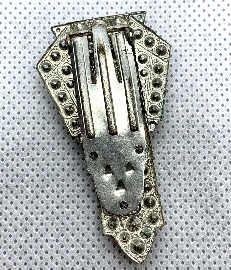 Antique Antique  Art Deco 1920s Dress Clip Set with Diamante