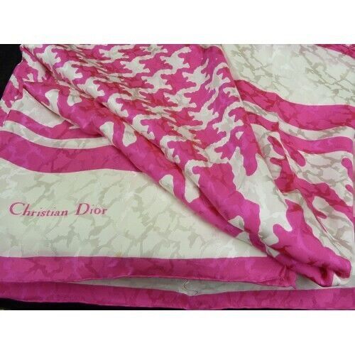 Antique Vintage Gigantic XL Pure Silk Christian Dior Scarf Shawl Wrap Houndstooth