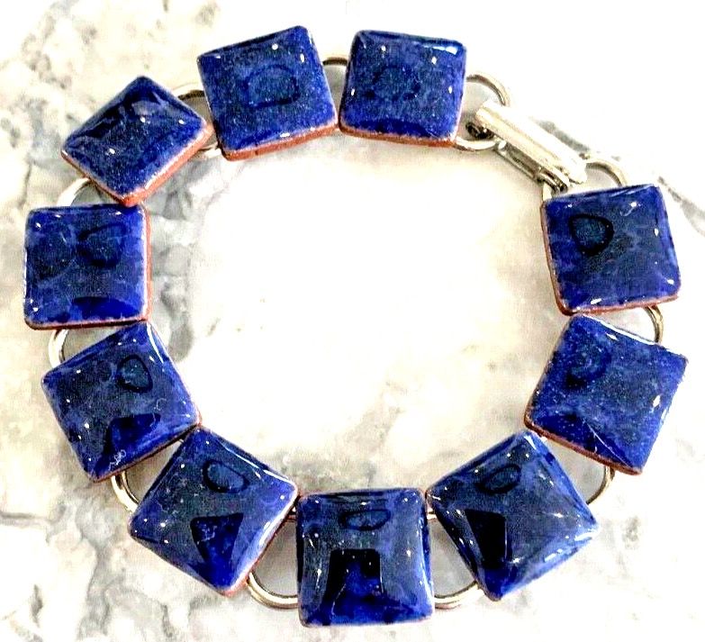 Antique Unique Vintage Art Deco Bracelet  Terracotta Tile Hand Made Designer Piece