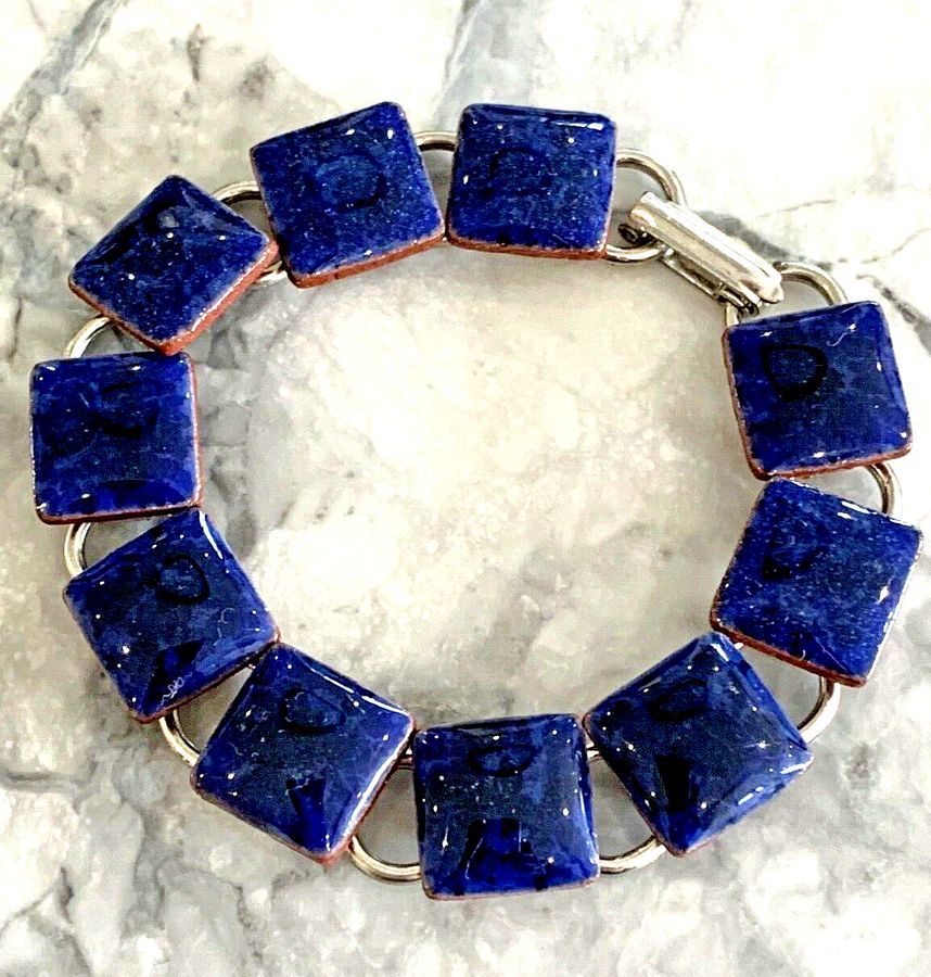 Antique Unique Vintage Art Deco Bracelet  Terracotta Tile Hand Made Designer Piece