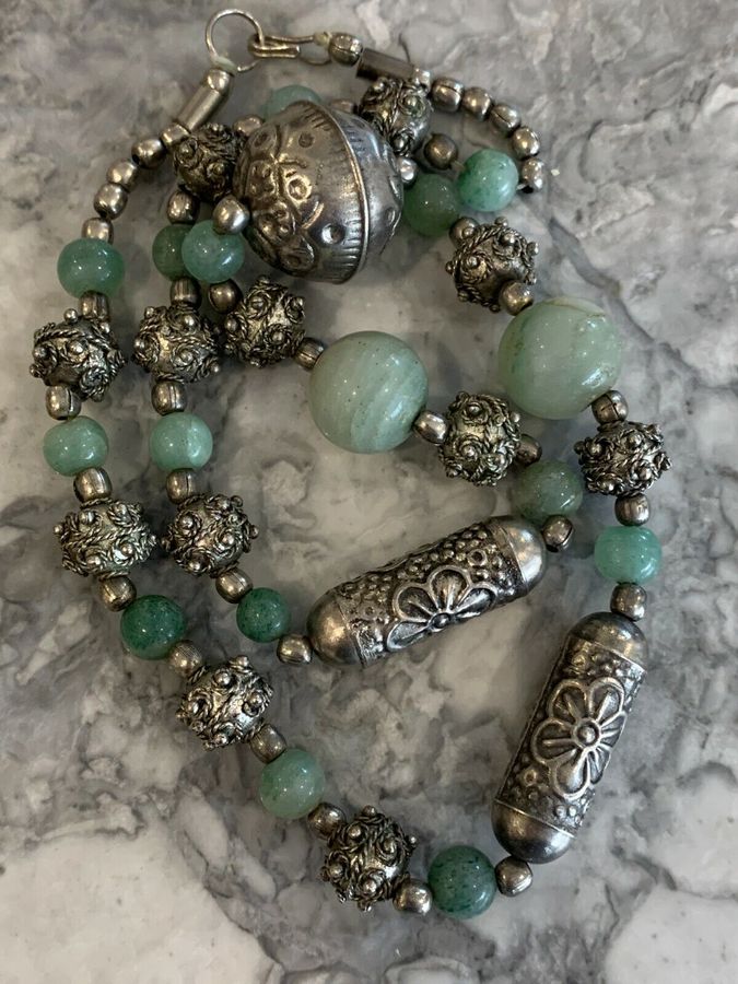 Antique Vintage Czech Jade Necklace