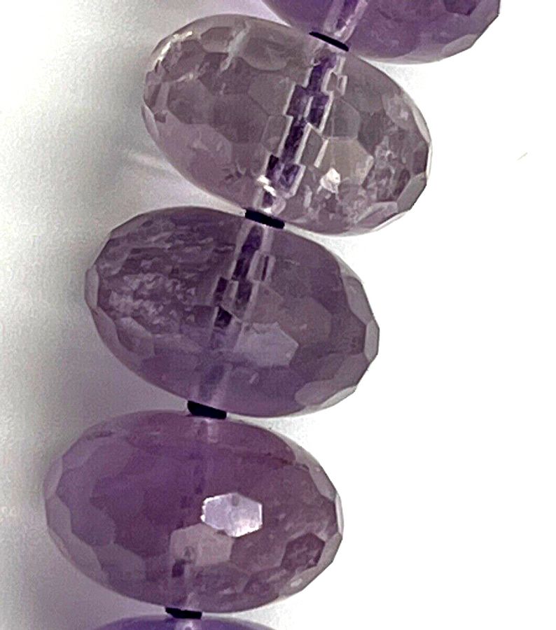 Antique Solid Silver Hand Cut Chunky Amethyst Faceted Necklace Hallmarked Weight 236GRAM