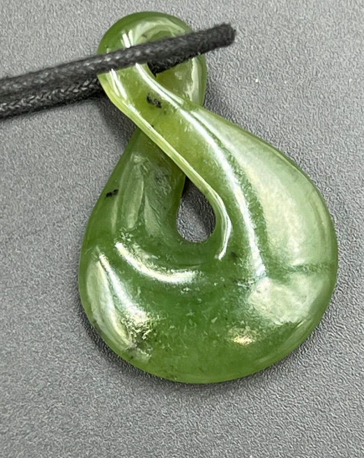 Antique Vintage Chinese Jade Pendant on Adjustable Cord with Jade Finials