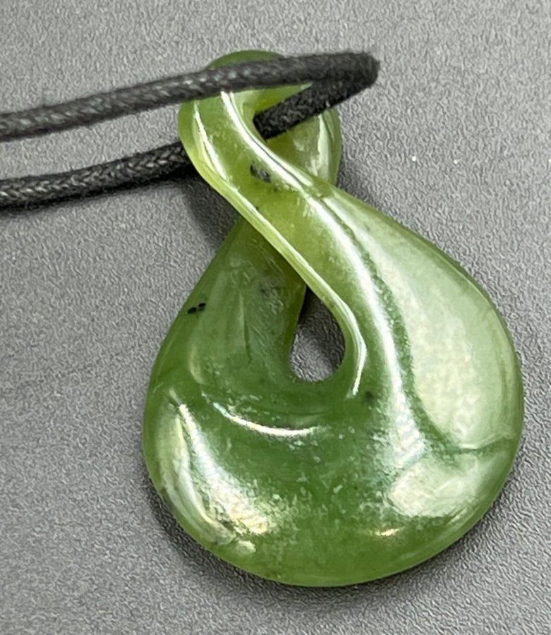 Antique Vintage Chinese Jade Pendant on Adjustable Cord with Jade Finials