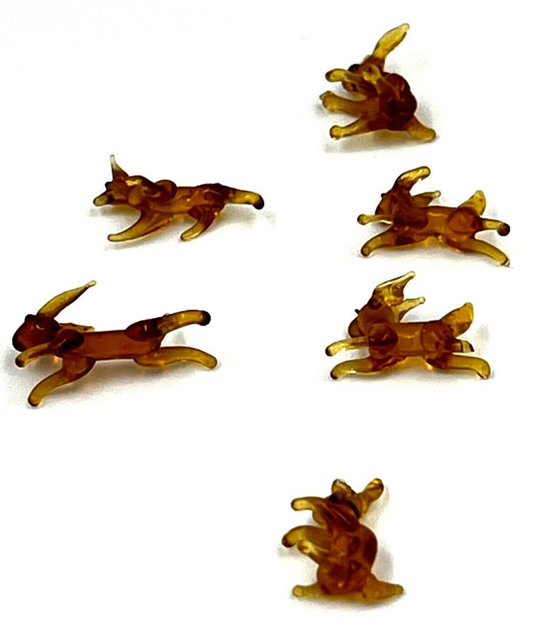 Antique Vintage Murano Venetian Glass Animals Miniature Lampwork  Rabbits x 6