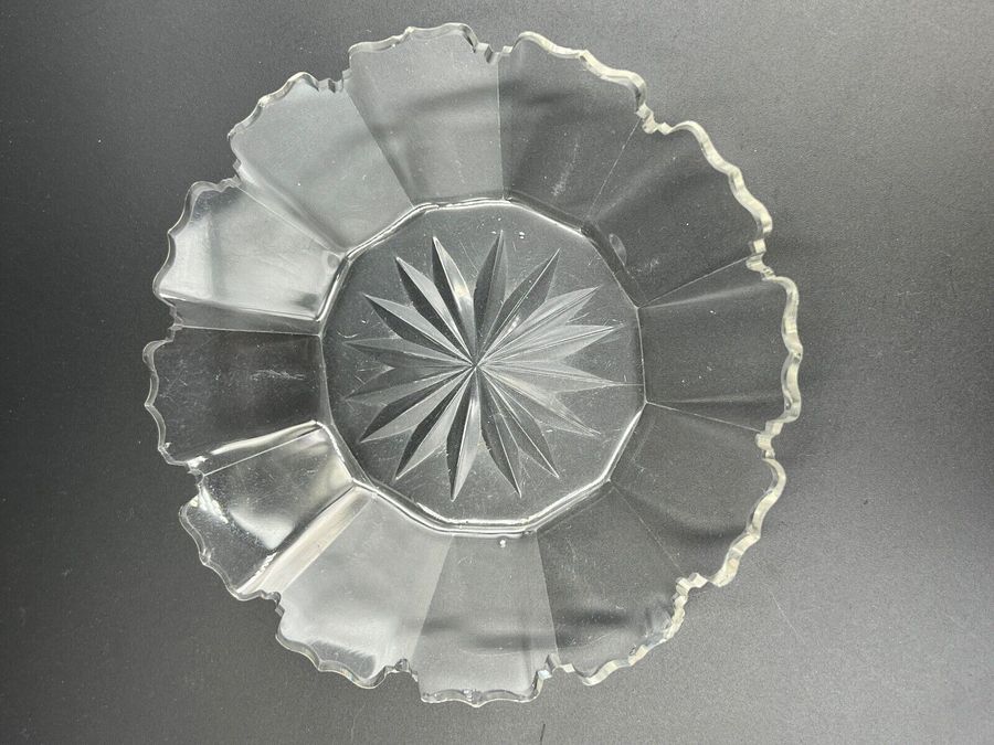 Antique Ice Plate Starburst Base Hand Cut Edge Antique Late Victorian