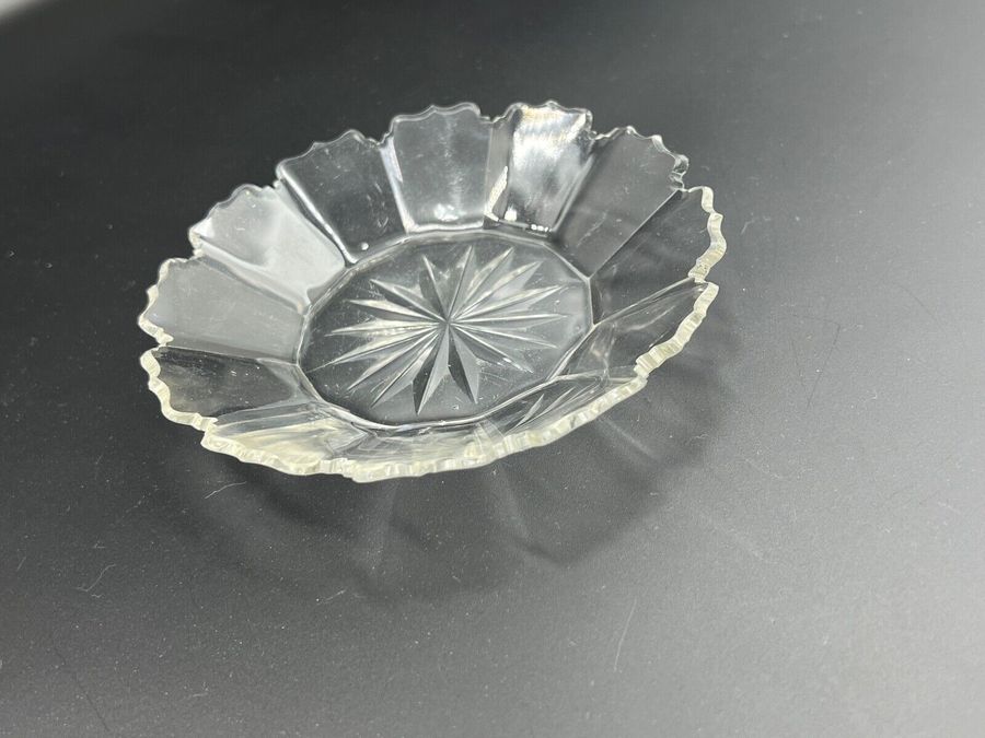 Antique Ice Plate Starburst Base Hand Cut Edge Antique Late Victorian