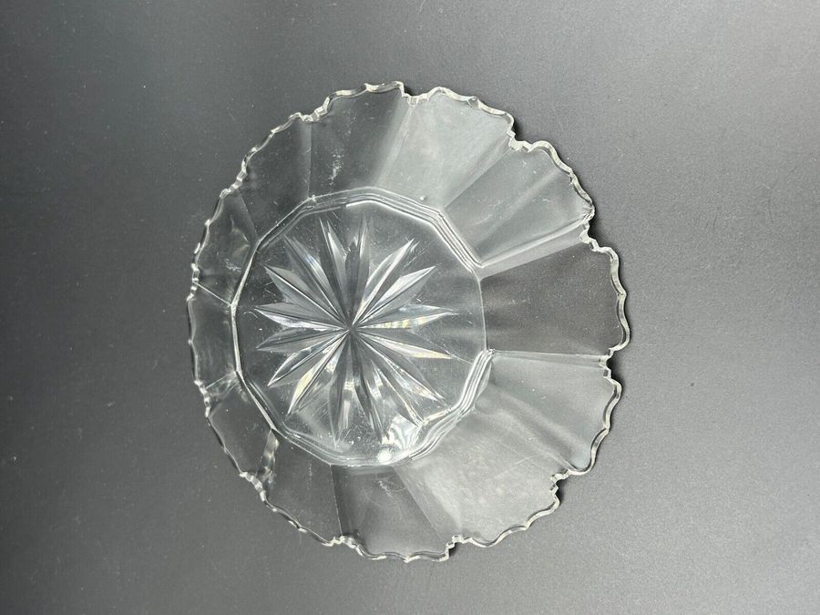 Antique Ice Plate Starburst Base Hand Cut Edge Antique Late Victorian