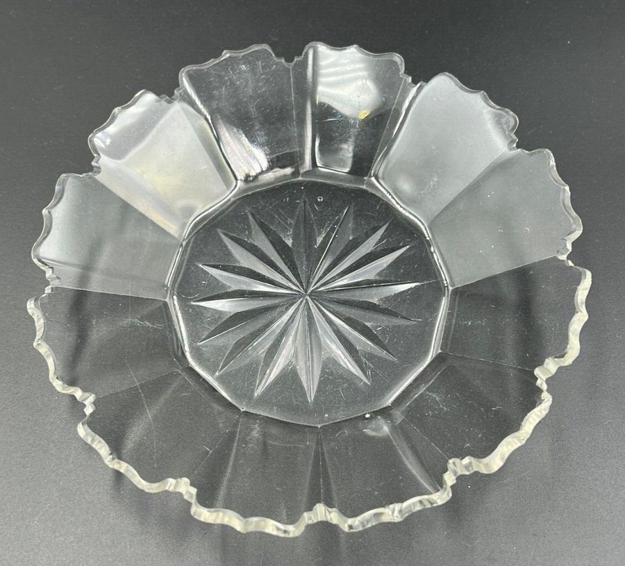 Antique Ice Plate Starburst Base Hand Cut Edge Antique Late Victorian