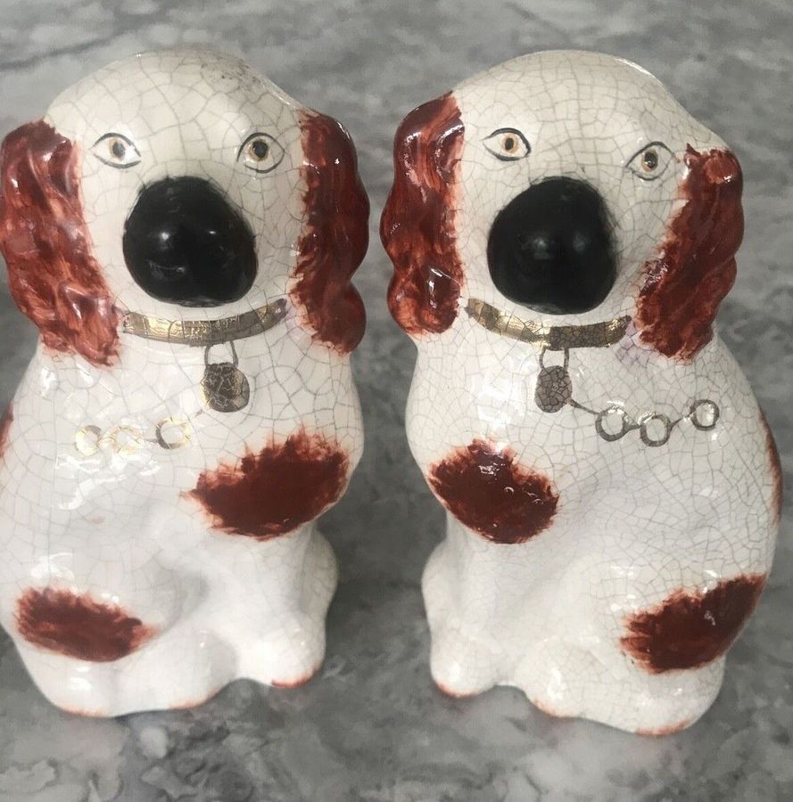 Antique Staffordshire Spaniel Dogs