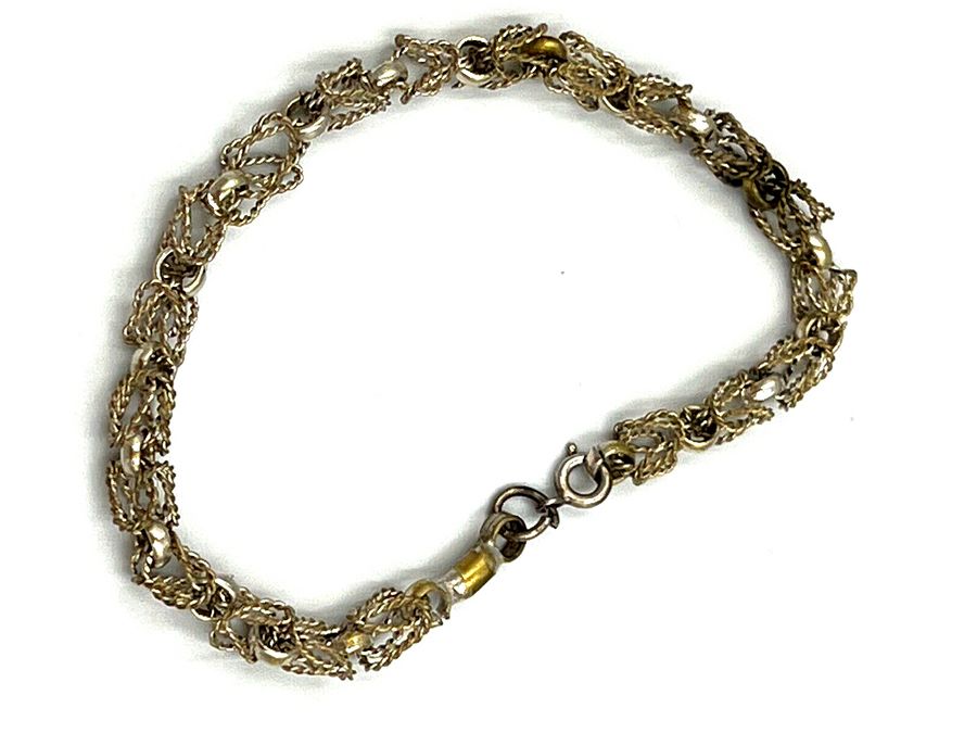 Antique Antique long Silver Filigree Flapper Necklace & Bracelet Set Circa 1910-1920s