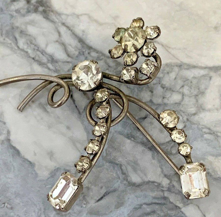 Antique Brooch Set with Emerald Cut Stones