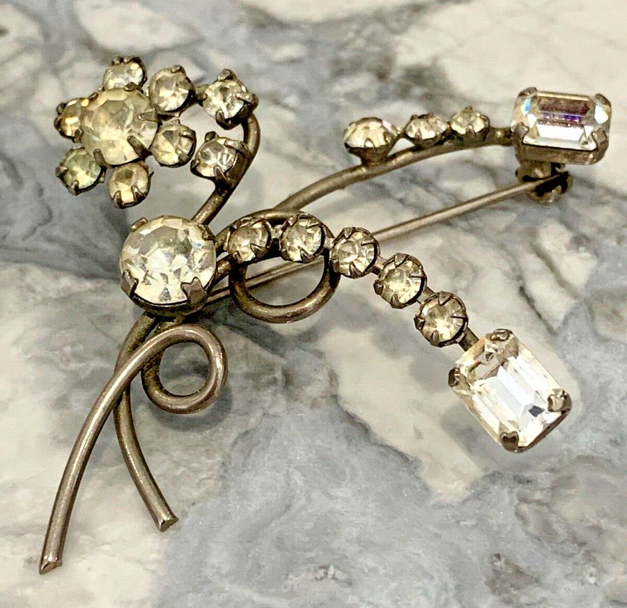 Antique Brooch Set with Emerald Cut Stones