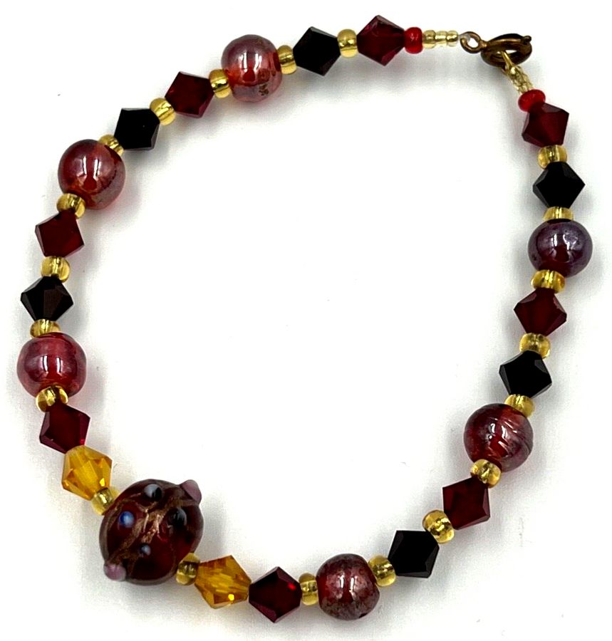 Antique Venetian Glass Beads Czech Red Beads Bracelet