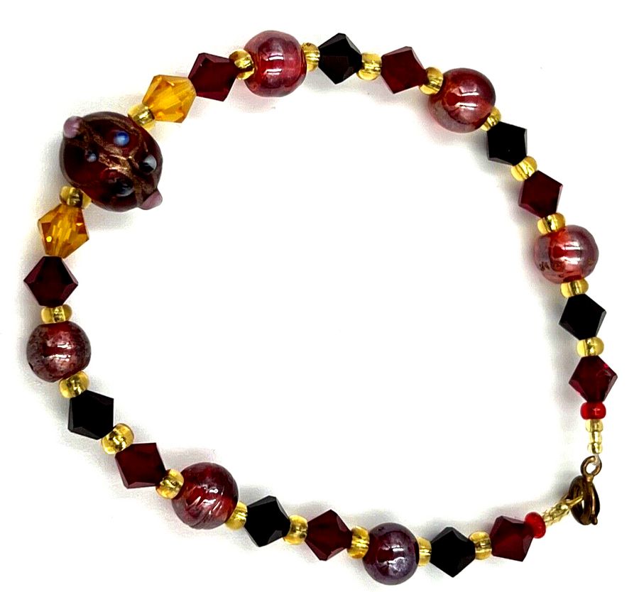 Antique Venetian Glass Beads Czech Red Beads Bracelet