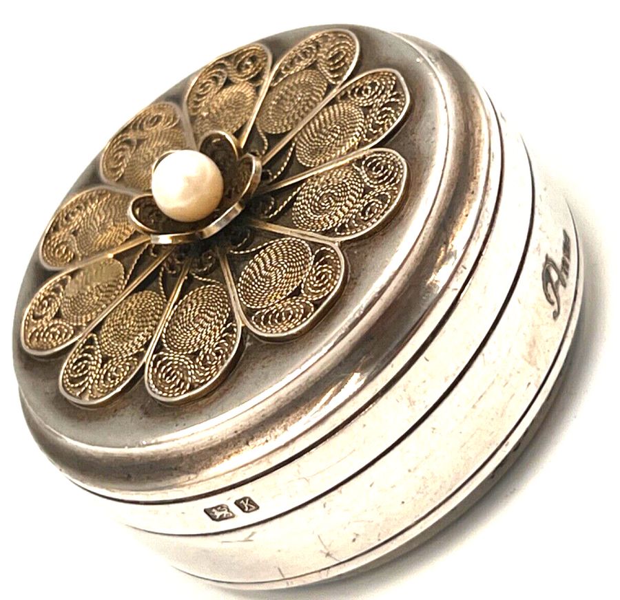 Antique Vintage Sterling Silver Limited Edition 1984 Hallmarked  Pill Box Inscribed ANNE