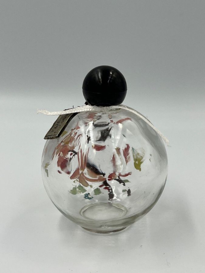 Antique Vintage Glass Hand Painted Perfume Bottle FLAROMA BY ABIETSAN England