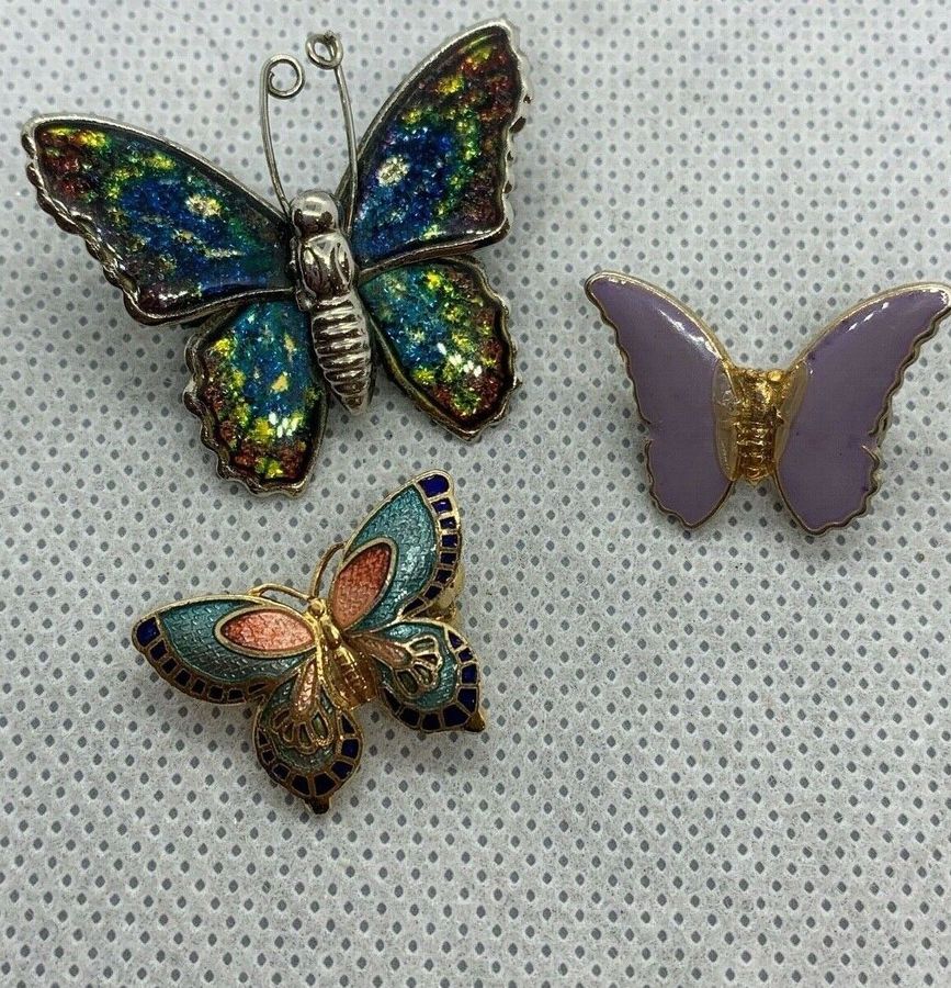 Antique Brooch Vintage Art Deco Enamelled Brooches  Butterflies