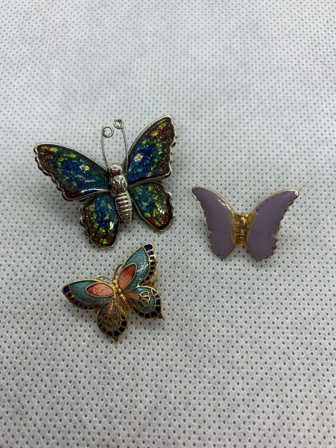 Antique Brooch Vintage Art Deco Enamelled Brooches  Butterflies