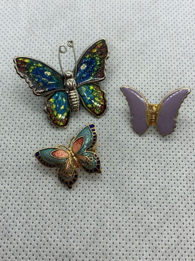 Antique Brooch Vintage Art Deco Enamelled Brooches  Butterflies