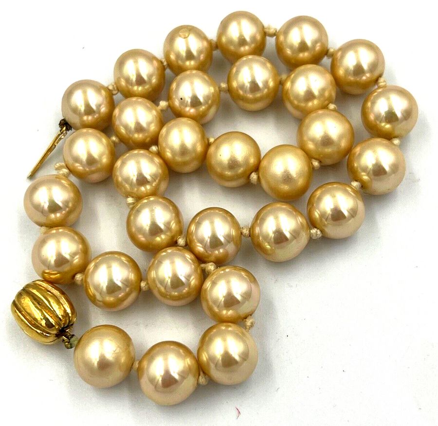 Antique Vintage High Quality Large Chunky Faux Pearls with Lovely Gold Plated Clasp