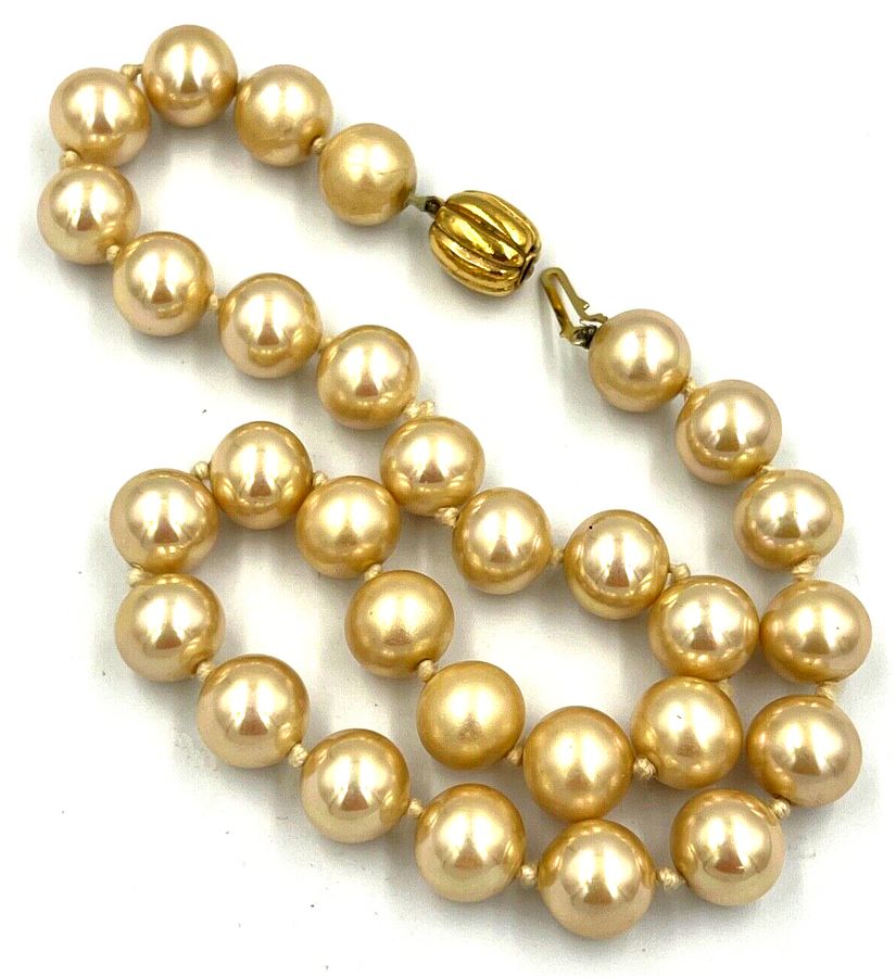 Antique Vintage High Quality Large Chunky Faux Pearls with Lovely Gold Plated Clasp