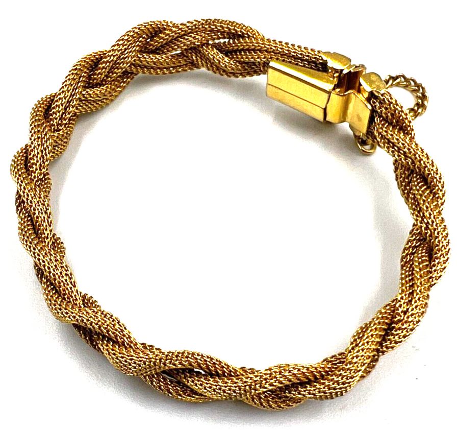 Antique Vintage Gold Tone Platted Bracelet & Safety Chain