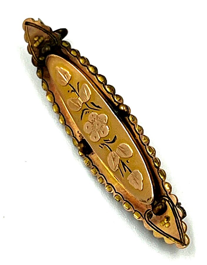 Antique Bar Brooch Gold Plated Victorian Antique A J C