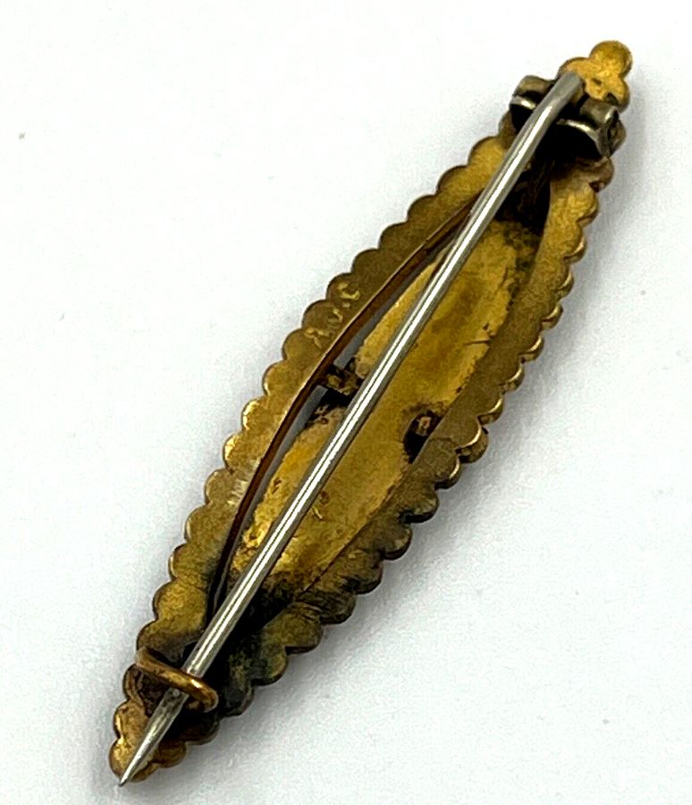 Antique Bar Brooch Gold Plated Victorian Antique A J C