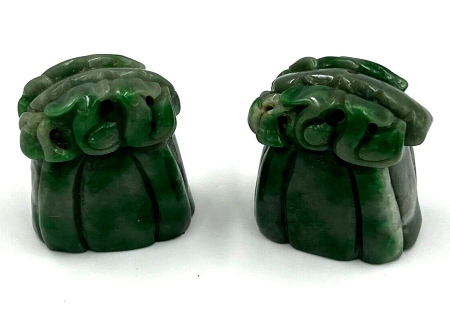 Antique Pair Antique Chinese Jade Ornaments Carved with Fish