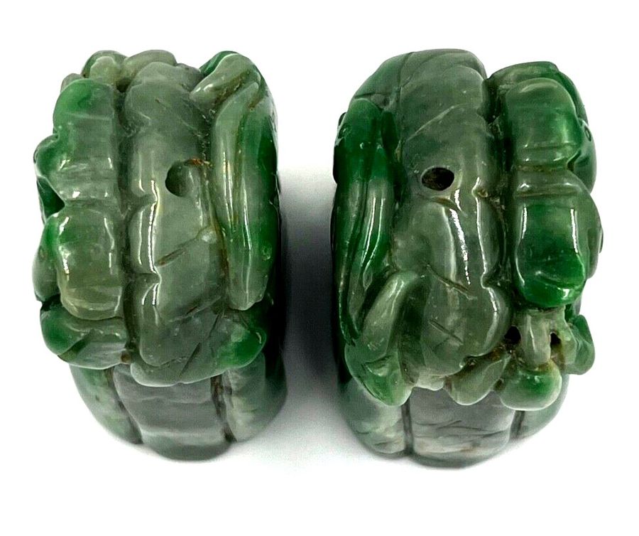 Antique Pair Antique Chinese Jade Ornaments Carved with Fish