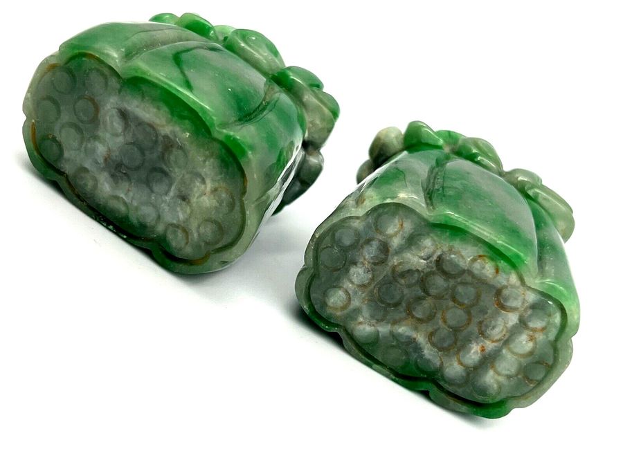 Antique Pair Antique Chinese Jade Ornaments Carved with Fish