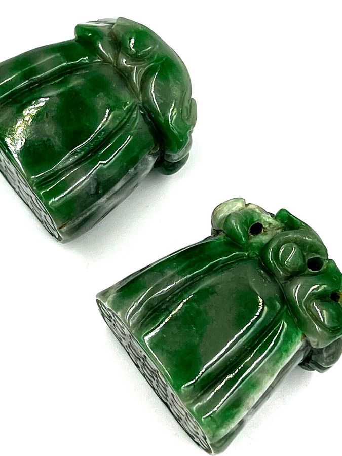 Antique Pair Antique Chinese Jade Ornaments Carved with Fish