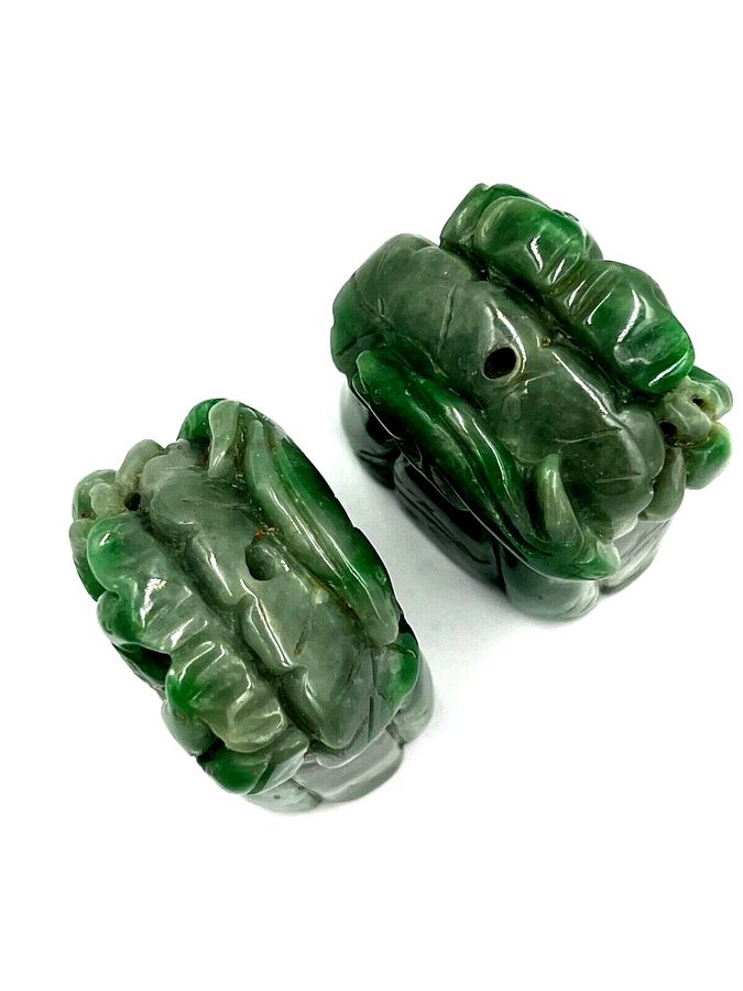 Antique Pair Antique Chinese Jade Ornaments Carved with Fish