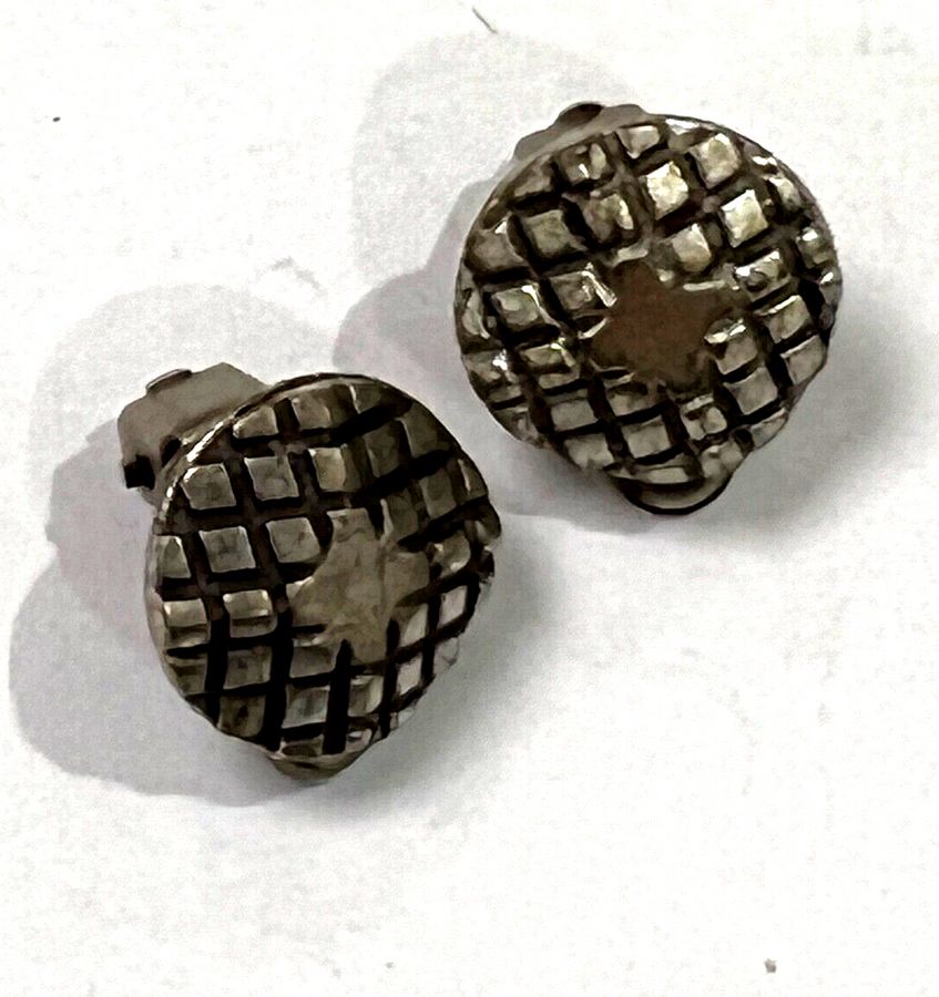 Antique Art Deco Clip On Earrings Silver Plated