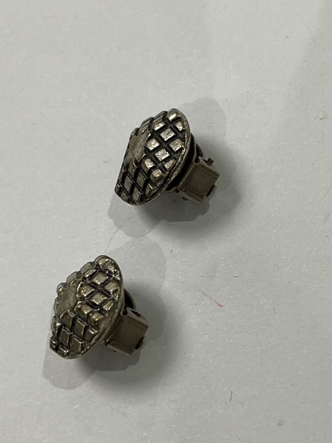 Antique Art Deco Clip On Earrings Silver Plated