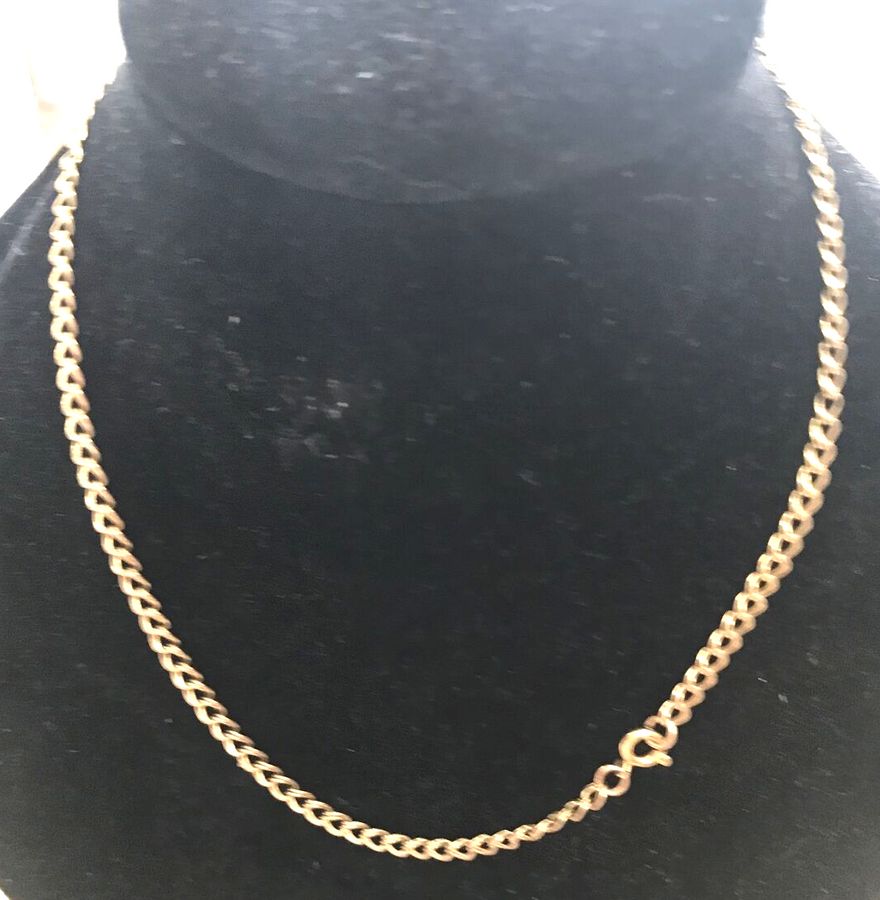 Antique A Good 9CT Gold Hallmarked  Necklace Choker Vintage Double Curb Chain