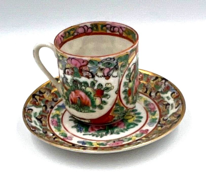 Antique Antique Art Deco Hong Kong Tea Cup Saucer  Coffee Demi Tasse Hand Painted